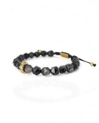 Faceted Silver Obsidian Thread