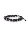 Faceted Silver Obsidian Thread