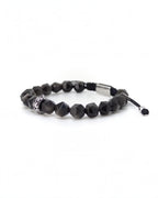 Faceted Silver Obsidian Thread