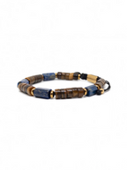Heishi Tiger eye and Lapis Cylinder