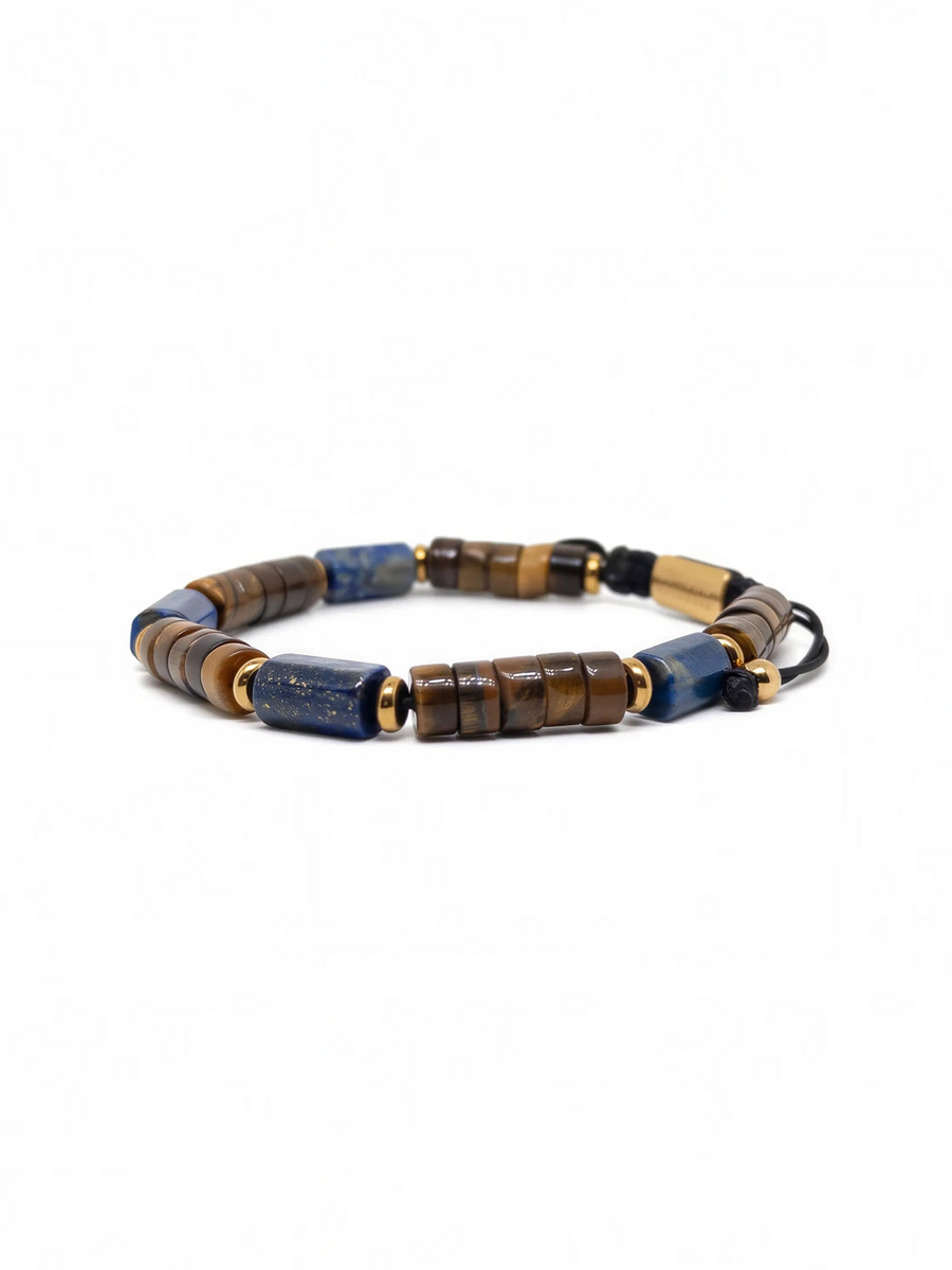 Heishi Tiger eye and Lapis Cylinder