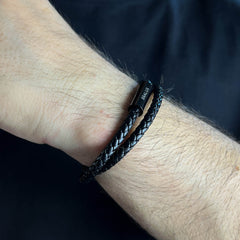 The Full Black Duo Leather Bracelet