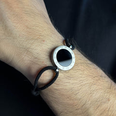 The Silver Plated Circle Onyx Bracelet