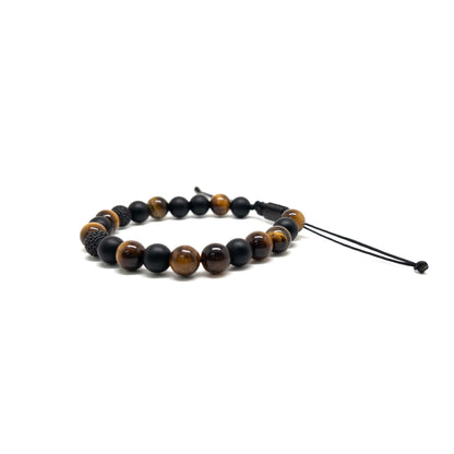 The Brown tiger eye And SS Black Disco ball Bracelet