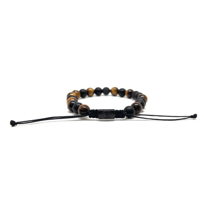 The Brown tiger eye And SS Black Disco ball Bracelet