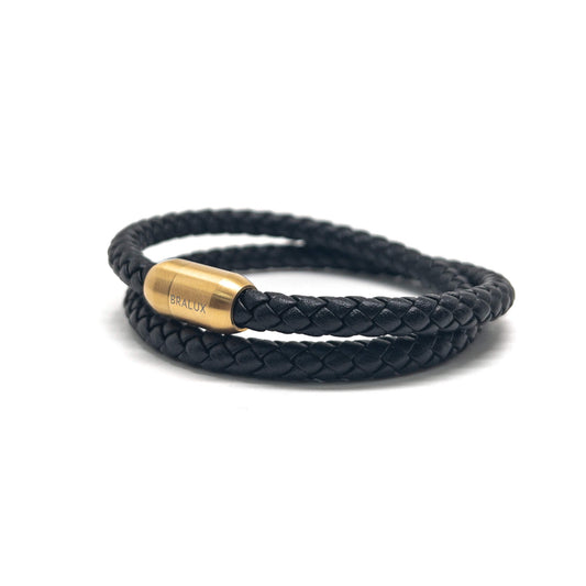 The 6mm Duo Black and Gold Leather Bracelet