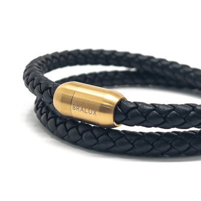 The 6mm Duo Black and Gold Leather Bracelet