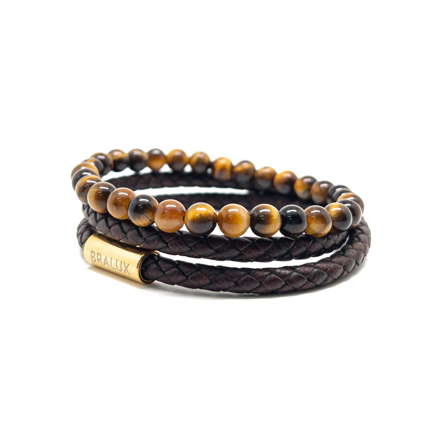 The Dark Brown Leather and Tiger eye Stack