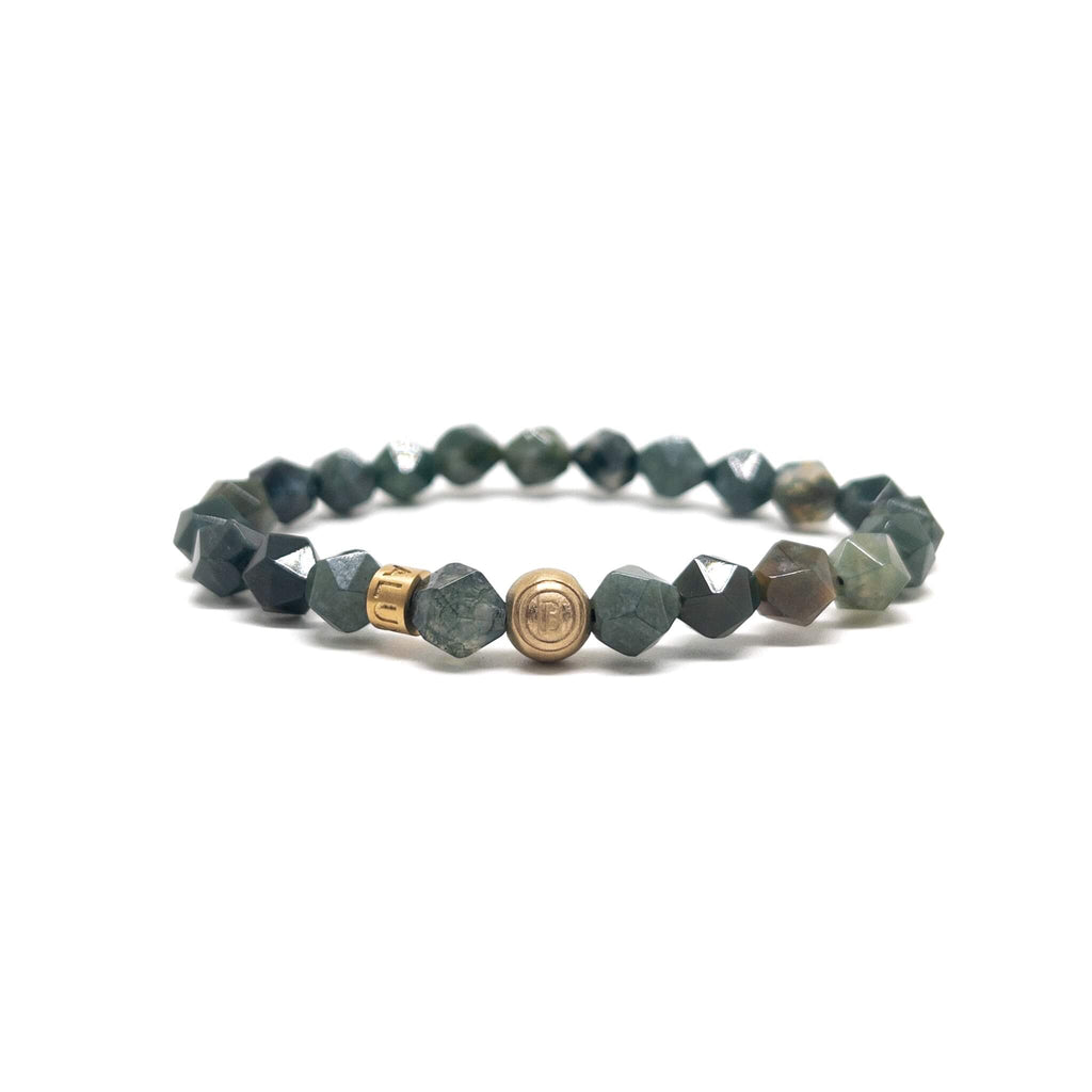 Faceted Moss Agate Signature – Gold