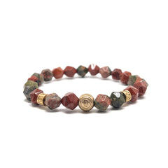 The Faceted Unakite and Red Jasper Signed Bracelet