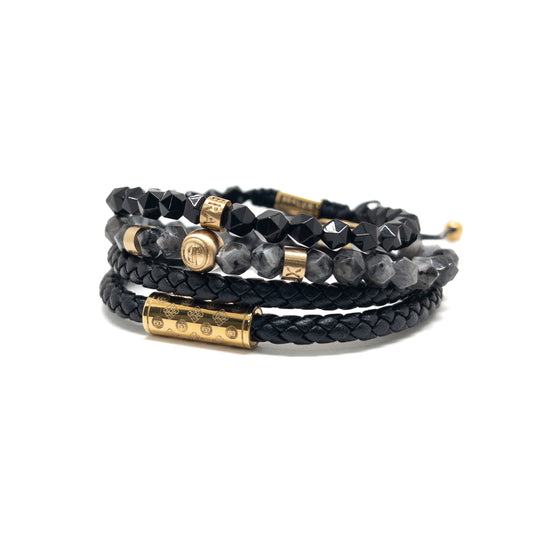 Black and Gold Plated Monogram Stack