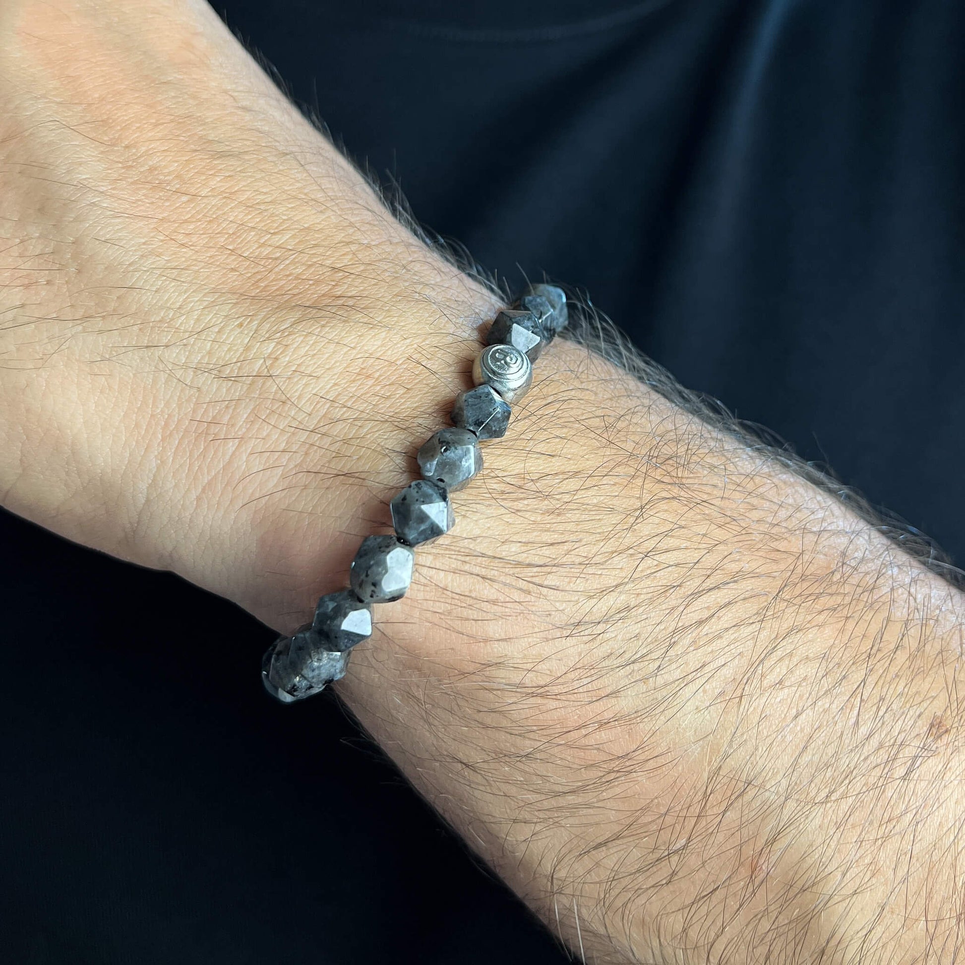 Faceted Larvikite Signature – Silver