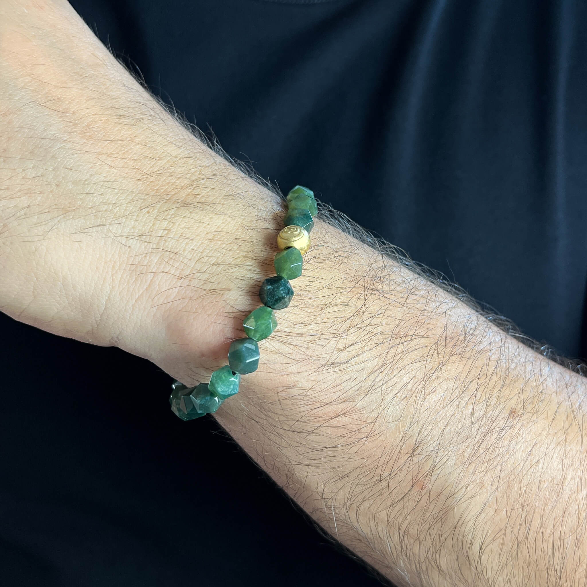 Faceted Moss Agate Signature – Gold