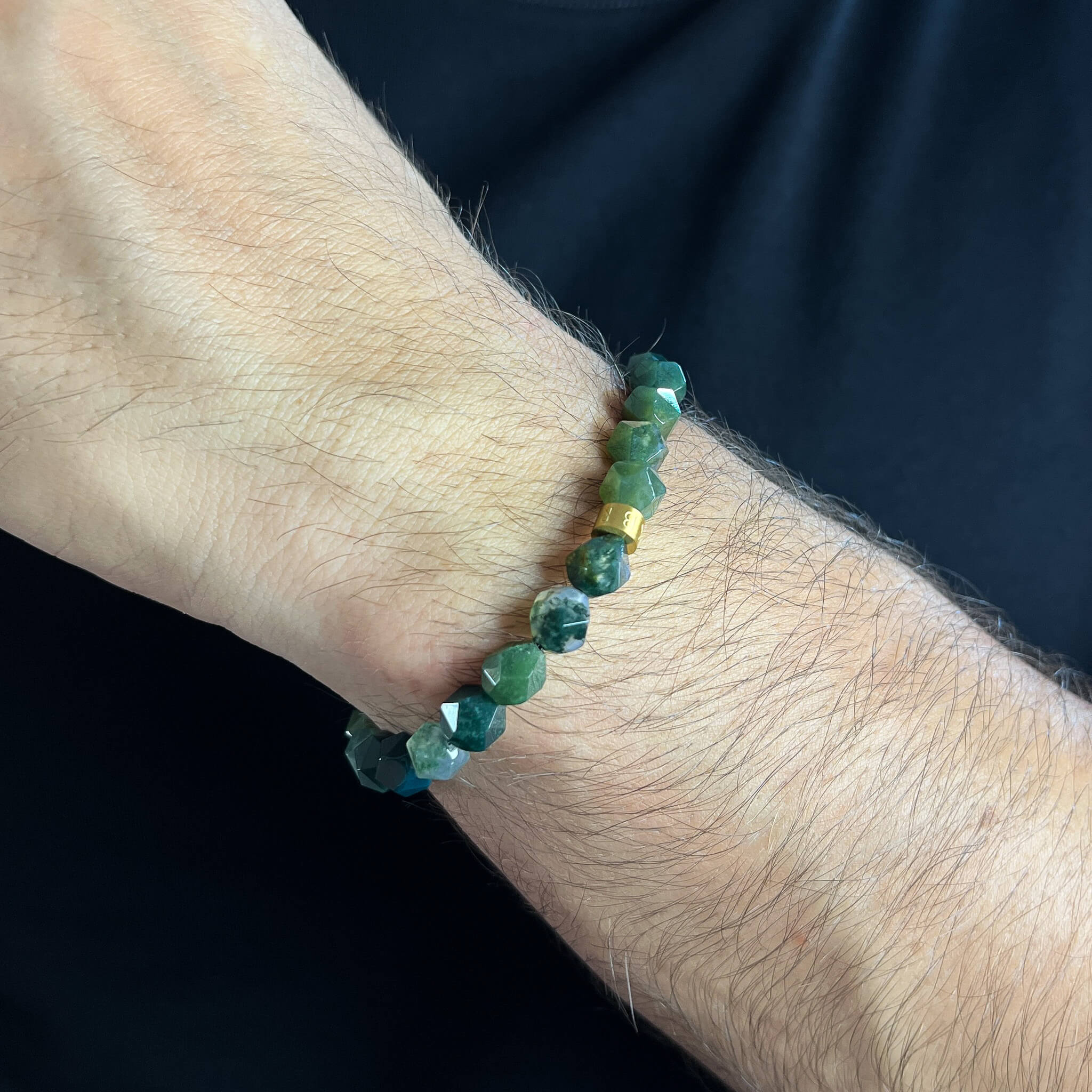 Faceted Moss Agate Signature – Gold