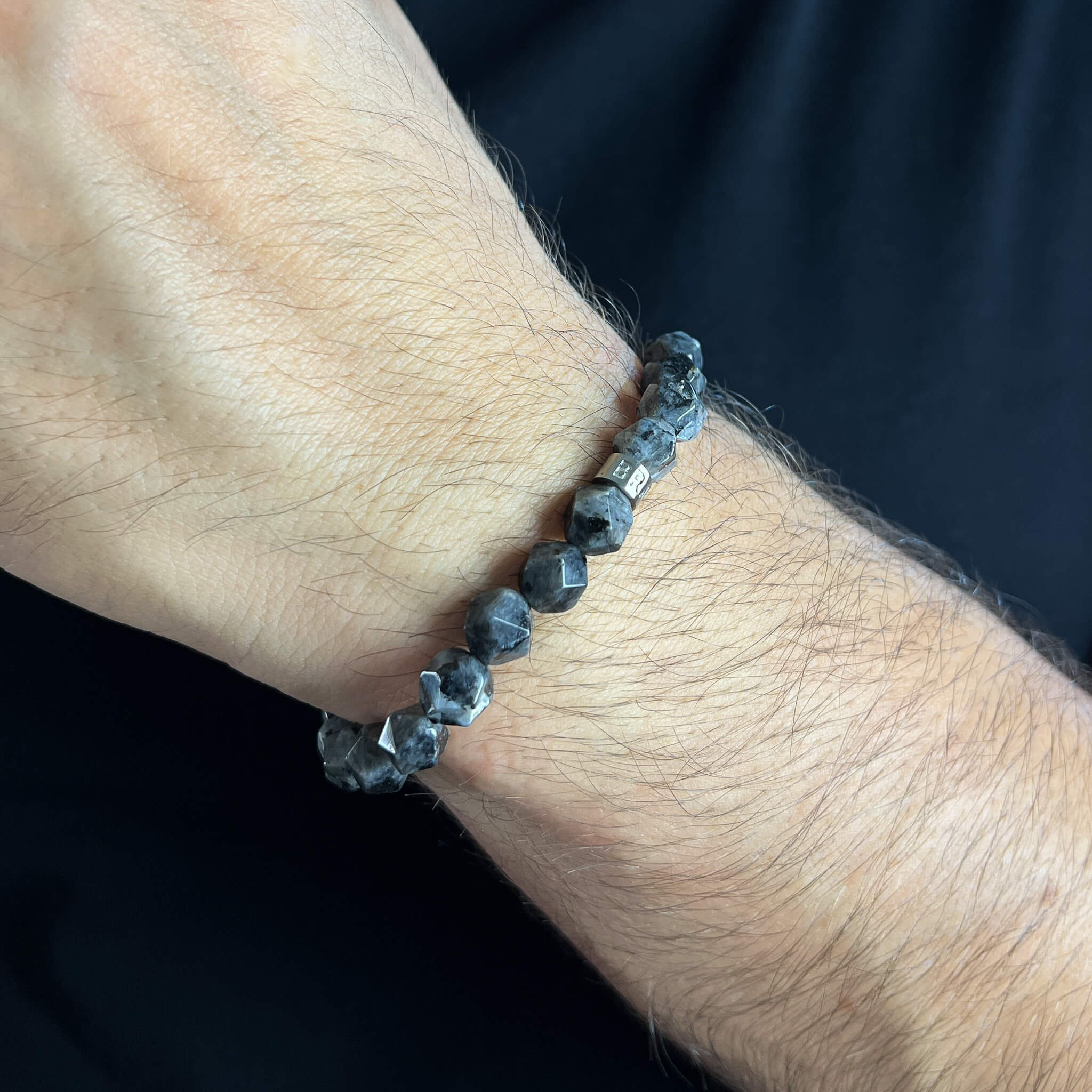 Faceted Larvikite Signature – Silver