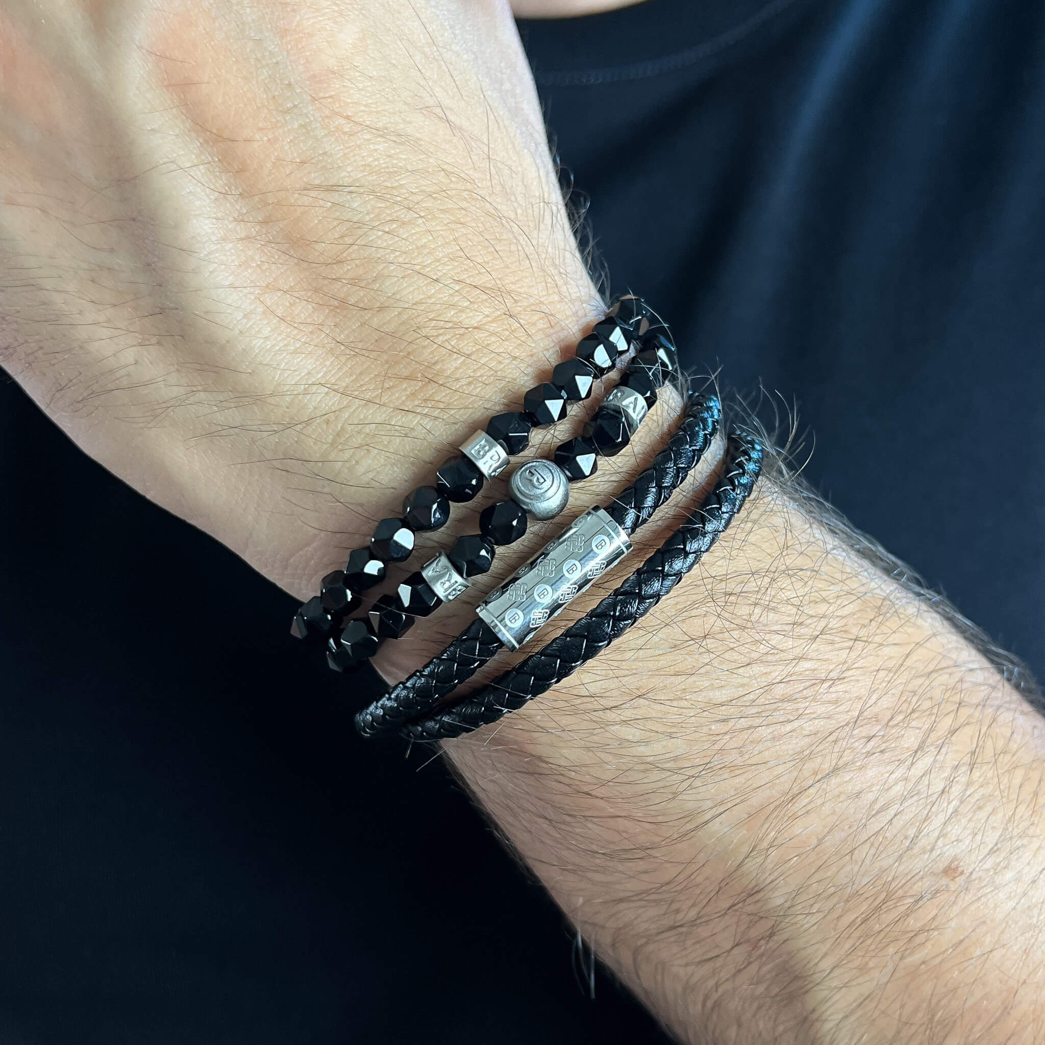 Black Monogram Stack – Silver