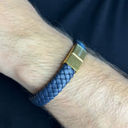 Navy Bold Leather Bracelet