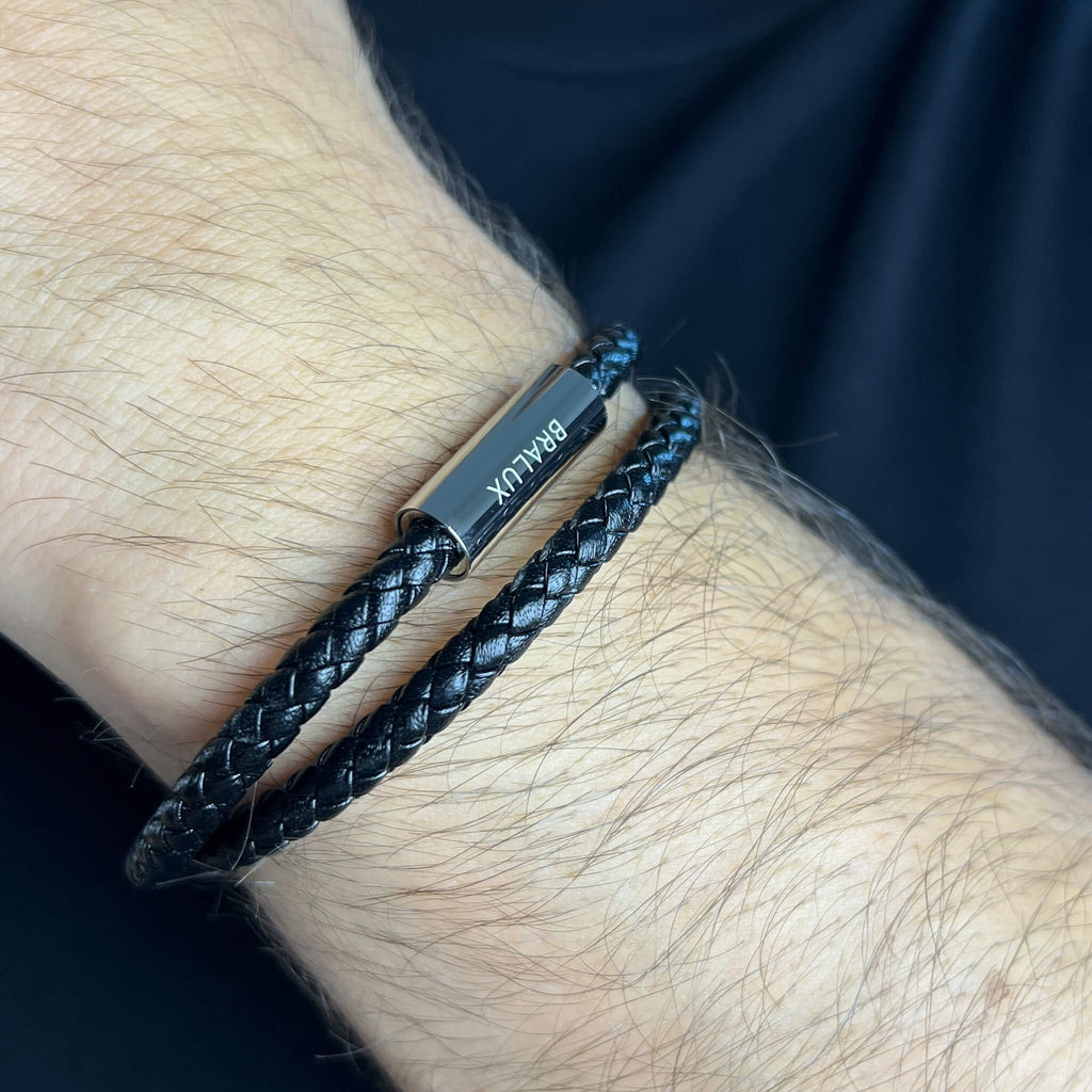 Duo Black Leather – Silver