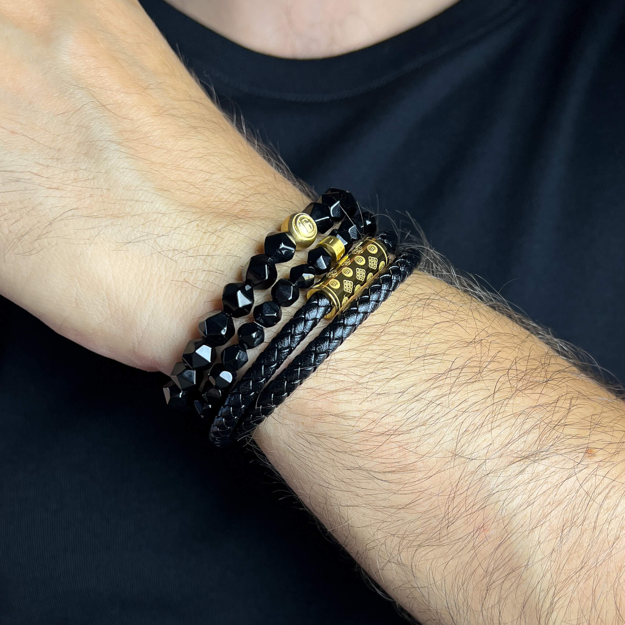 Black Monogram Stack – Gold