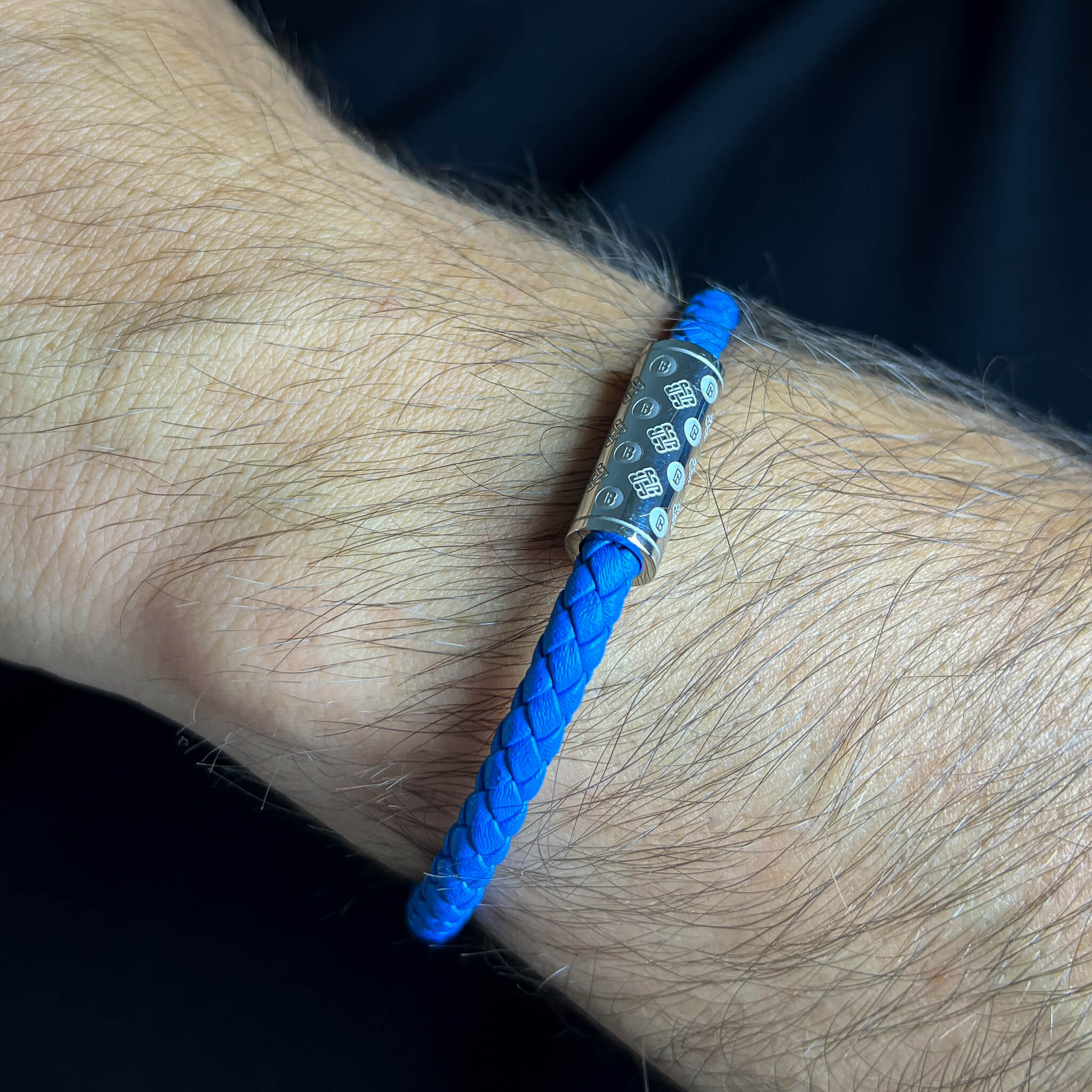 Blue Single Monogram – Silver