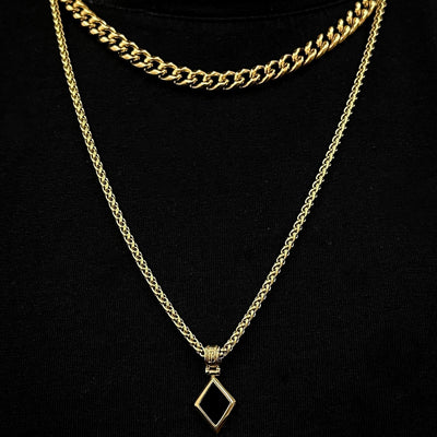 The Gold Plated Cuban Chain and Natural Onyx Necklace