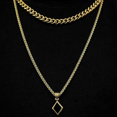 The Gold Plated Cuban Chain and Natural Onyx Necklace