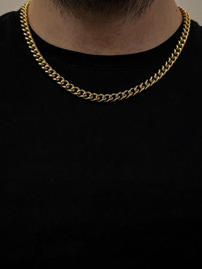 The Gold Plated Cuban Chain and Natural Onyx Necklace