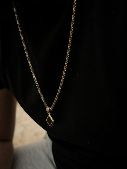 The Gold Plated Cuban Chain and Natural Onyx Necklace