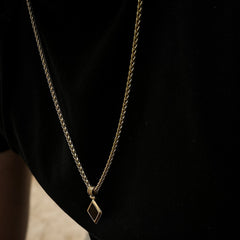 Gold Plated Diamond Shape Onyx Necklace