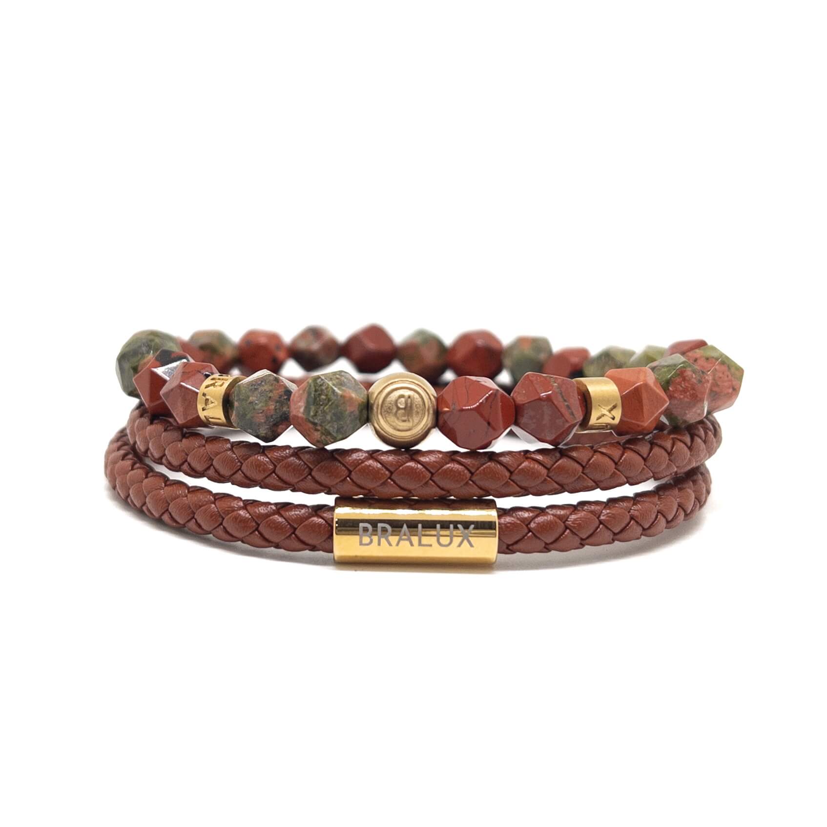 Unakite Jasper Signature Stack – Gold
