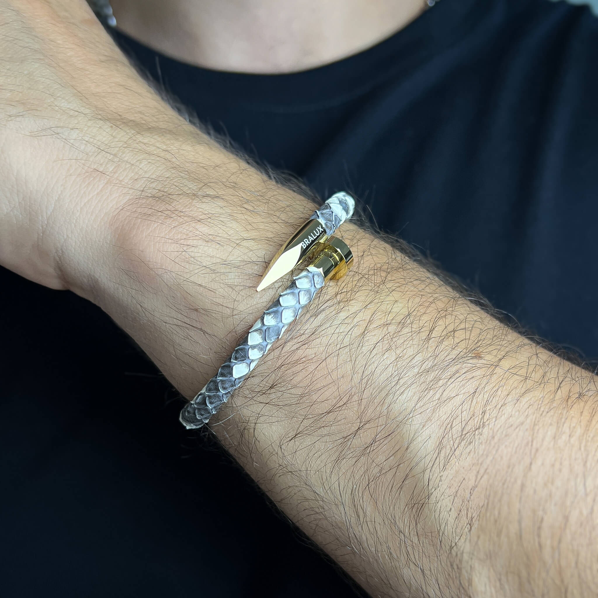 Nail PYT Leather Bracelet – Gold Secondary image