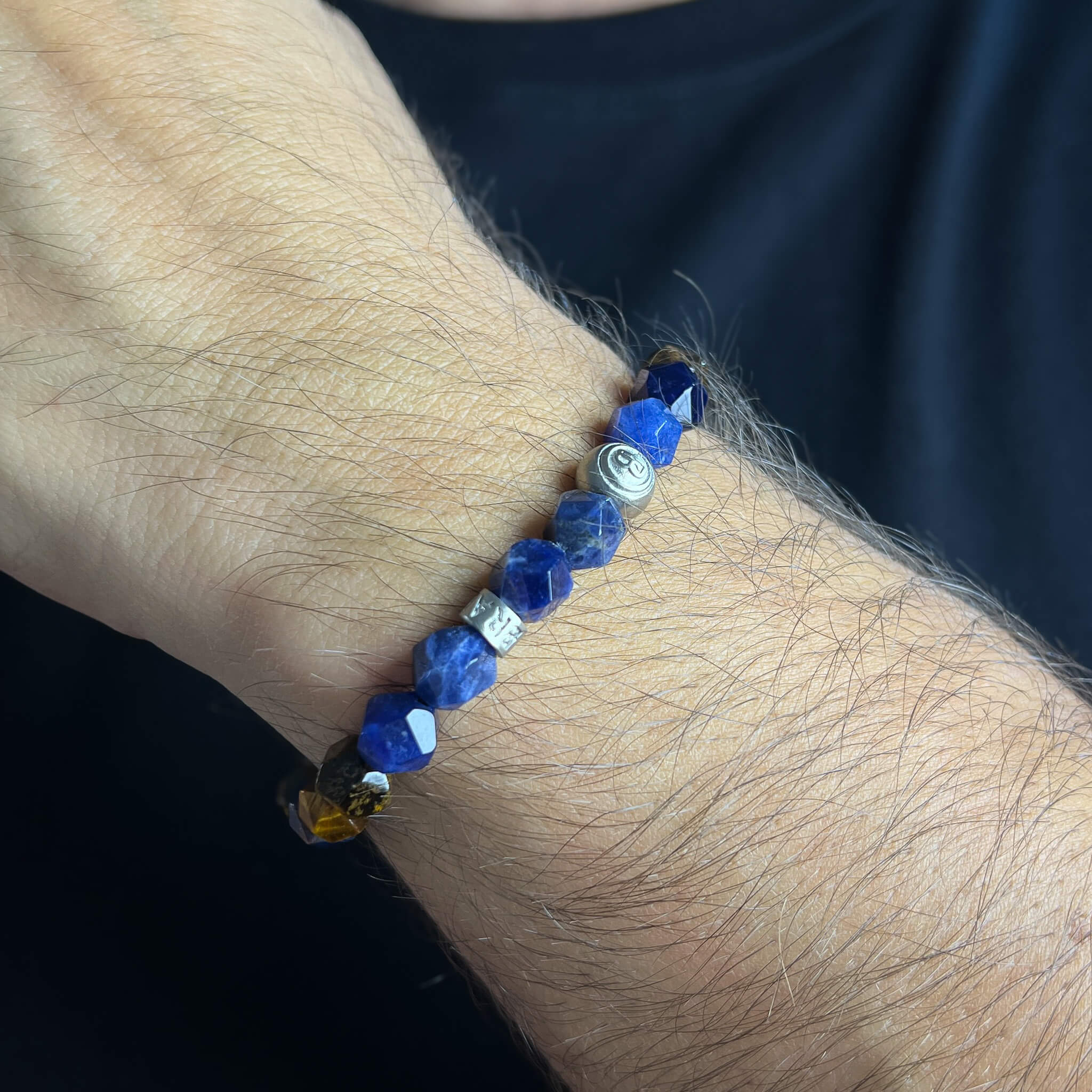Faceted Sodalite Tiger Eye Signature – Silver