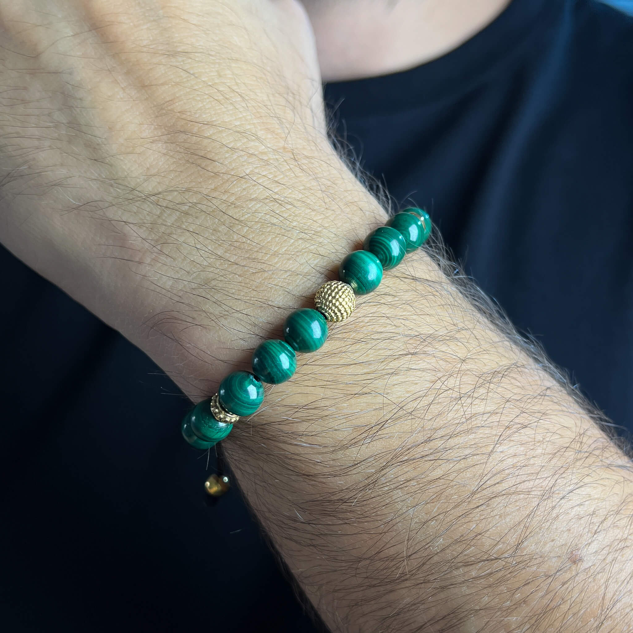 Malachite Thread Bracelet – Gold