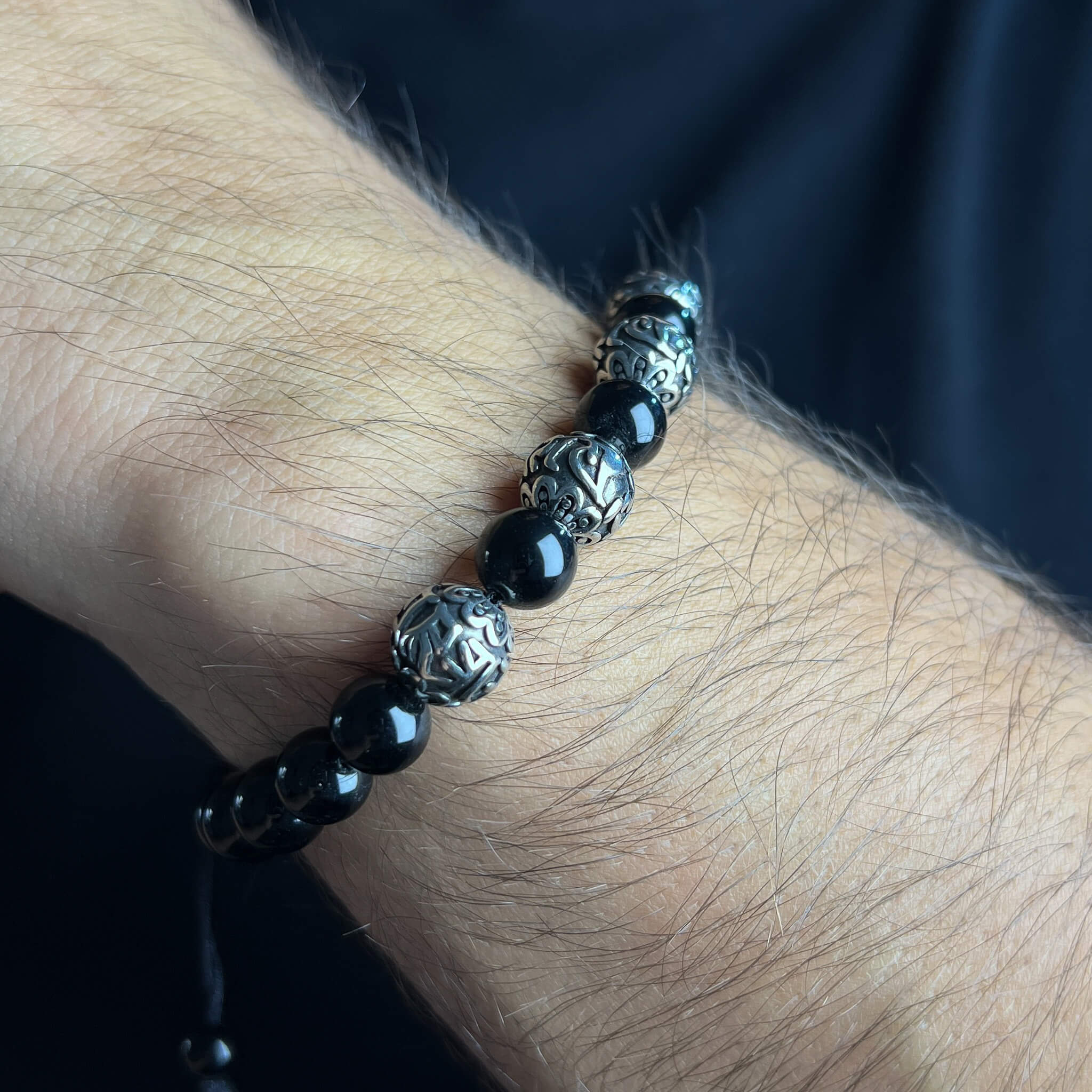 Obsidian Cylinder - Silver