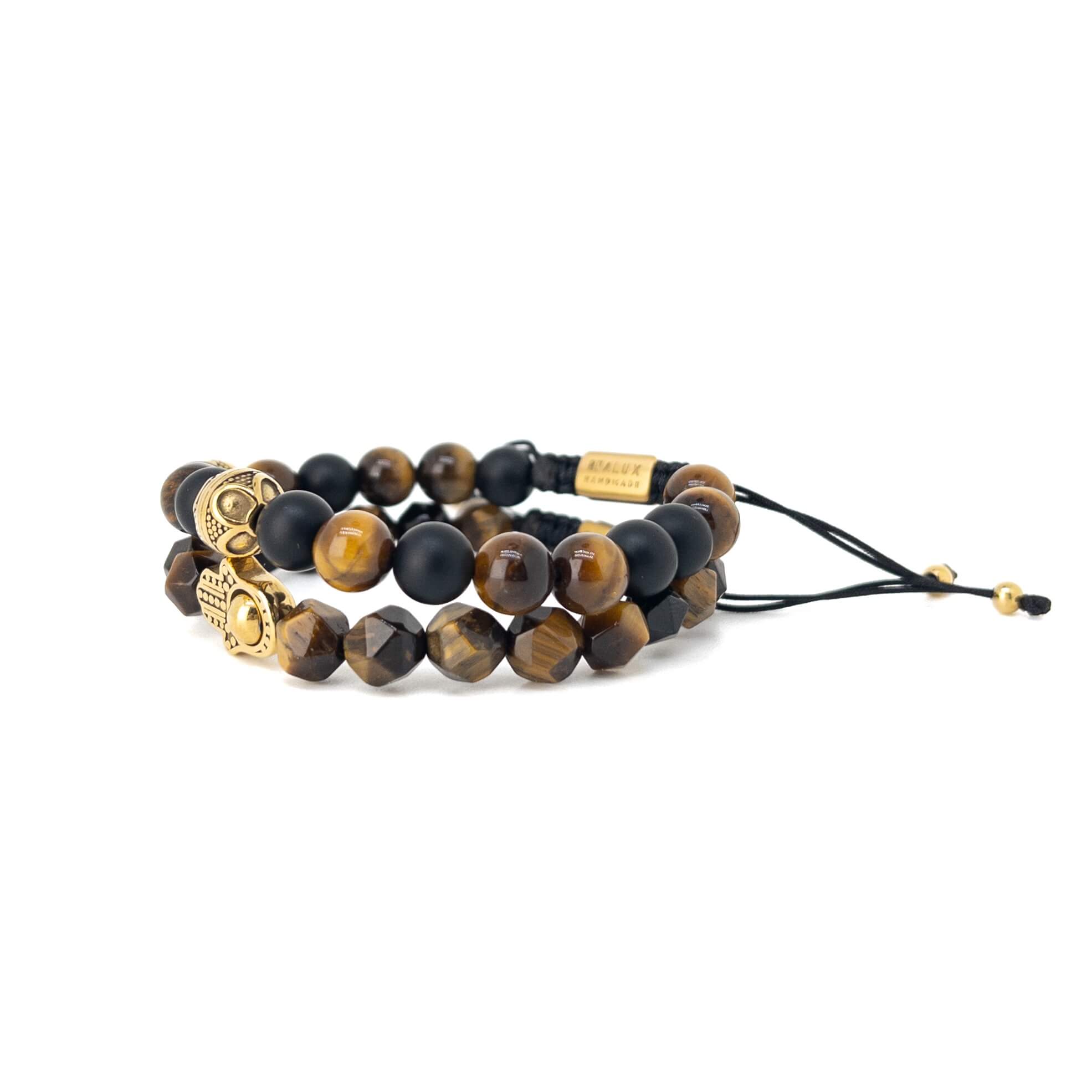 Hamsa Tiger Eye Stack - Gold