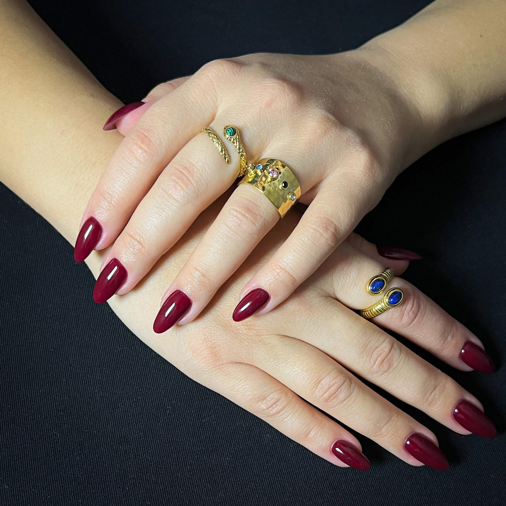 Malachite Serp Ring – Gold
