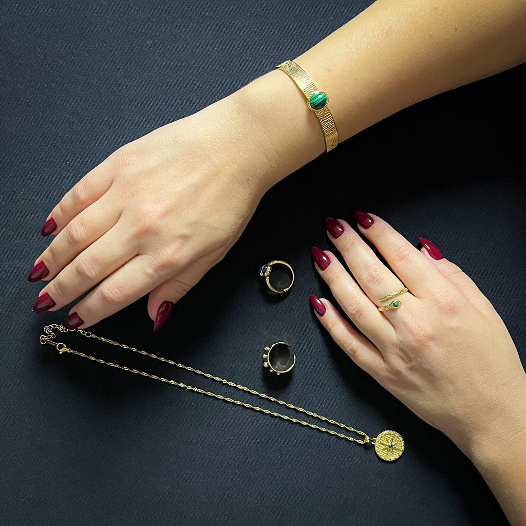 Malachite Serp Ring – Gold