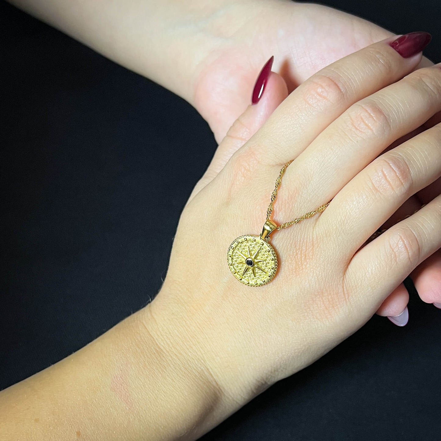 Gold Plated Compass Necklace