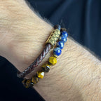 Dark Brown Monogram  and Tiger Eye Lapis Stack