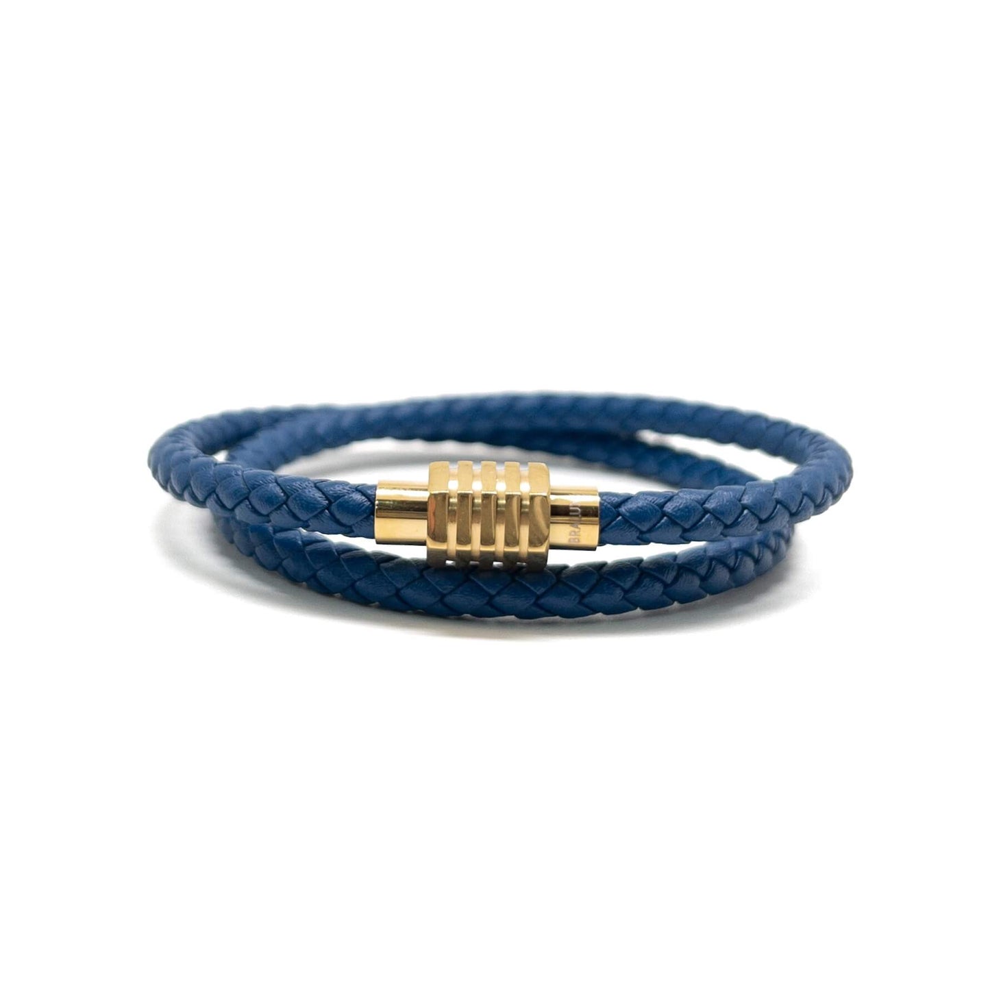 The Dark Blue duo and Gold Plated Buckle Leather bracelet