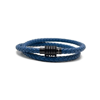 The Dark Blue duo and Black Plated Buckle Leather bracelet