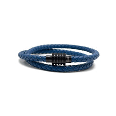 The Dark Blue duo and Black Plated Buckle Leather bracelet