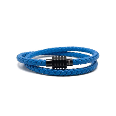 The Blue duo and Black Plated Buckle Leather bracelet