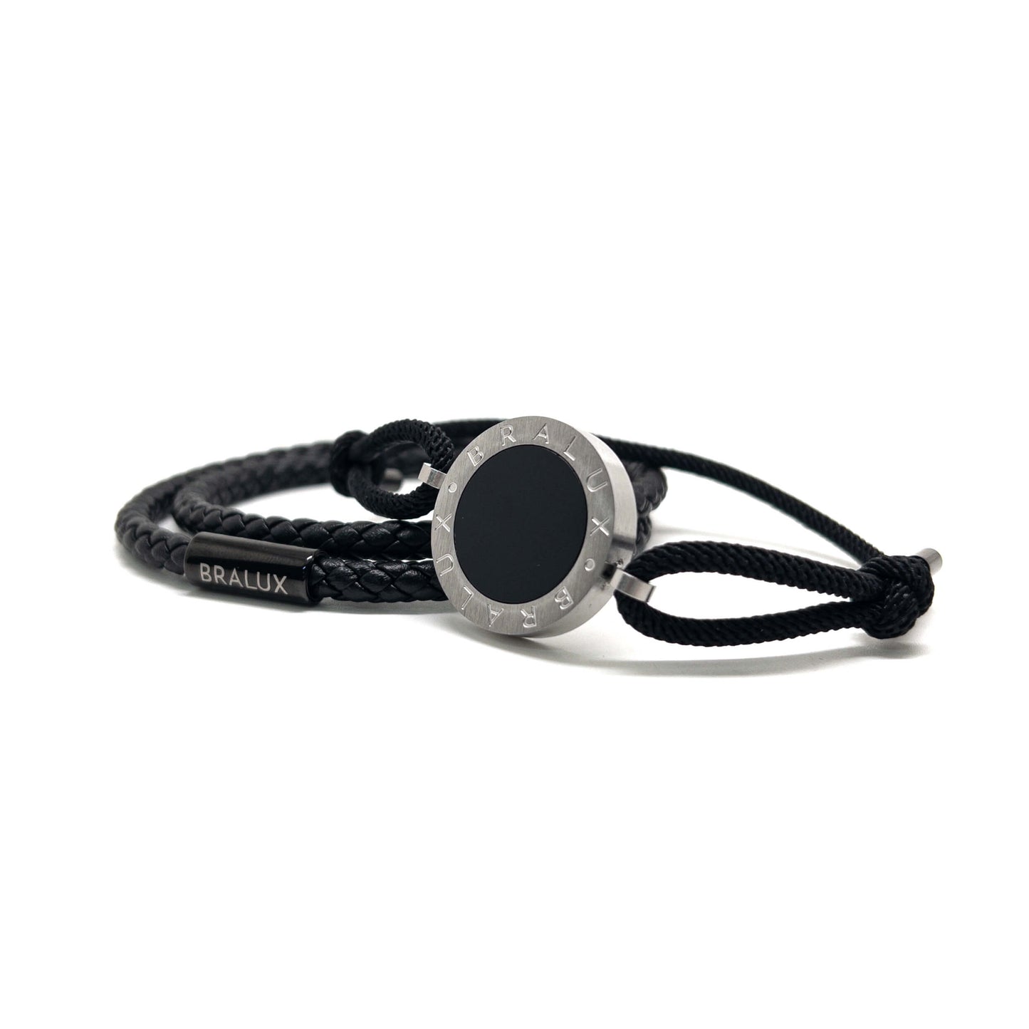 The Circle Onyx Stone and Black leather stack