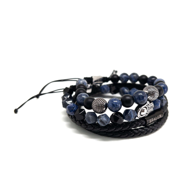 Hamsa Sodalite Duo Stack – Silver Main image
