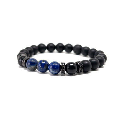 Black and Lapis Lazuli bracelet stones for men and women 