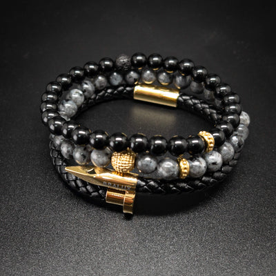 The Gold Plated And Obsidian Nail Stack