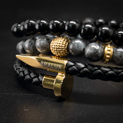 The Gold Plated And Obsidian Nail Stack