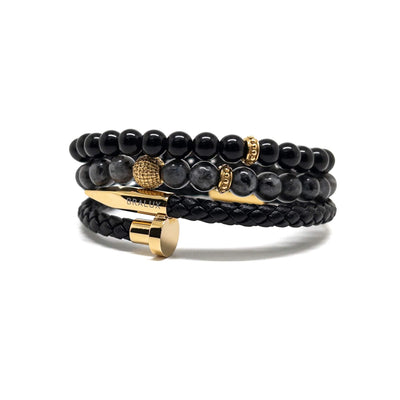 The Gold Plated And Obsidian Nail Stack