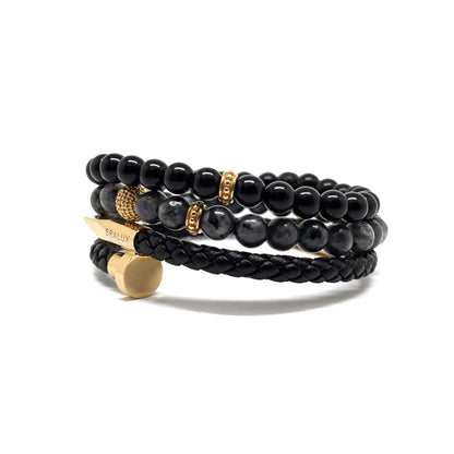 The Gold Plated And Obsidian Nail Stack